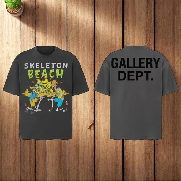 Gallery Dept Yellow and Dark Gray Skeleton Beach Tee - Picture 3 of 7